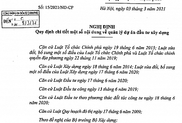 Nghị Định số 15/2021/NĐ/CP quy định chi tiết một số nội dung về quản lý dự án đầu tư xây dựng Nghị Định số 15/2021/NĐ/CP quy định chi tiết một số nội dung về quản lý dự án đầu tư xây dựng