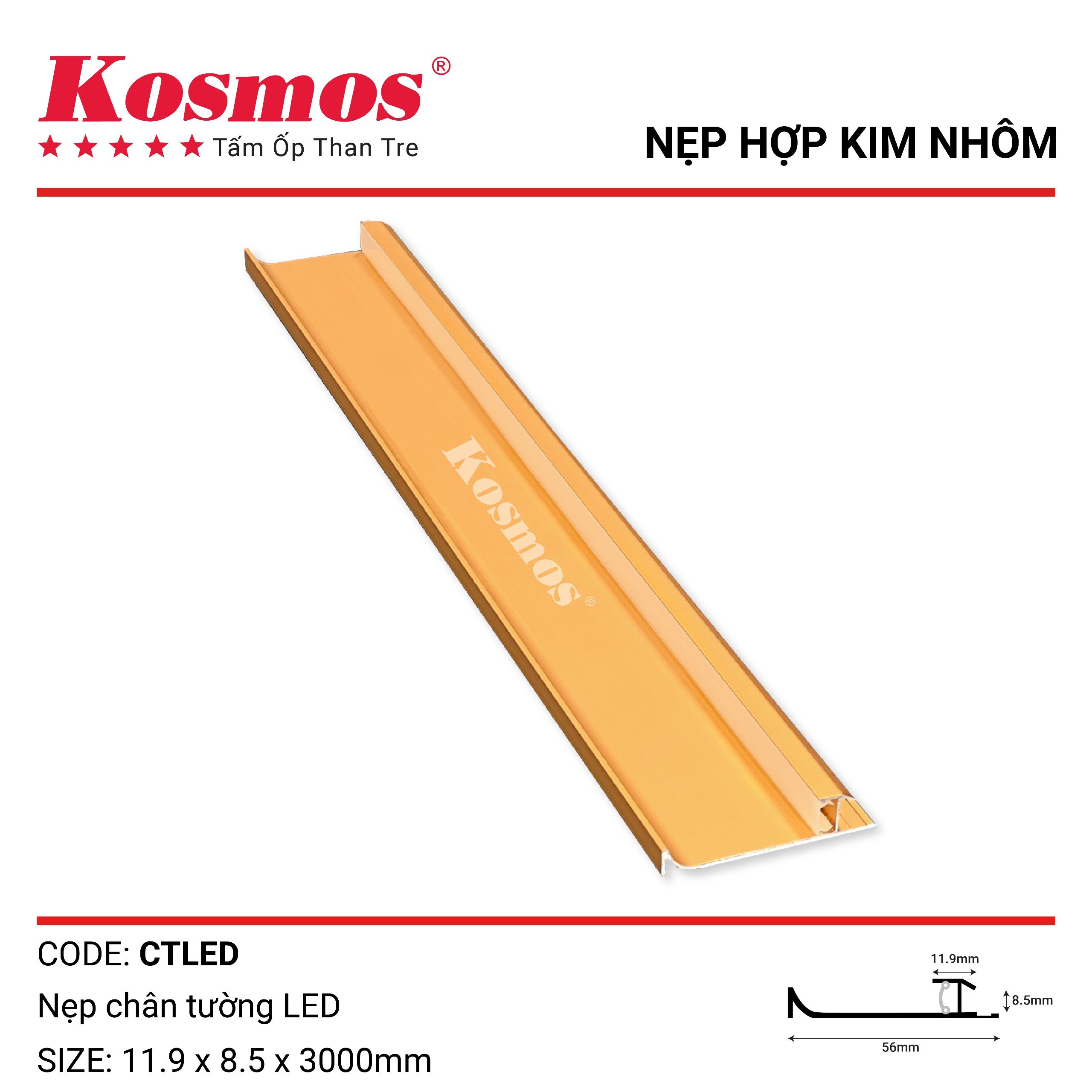 NẸP CTLED LUỒN LED  màu Vàng