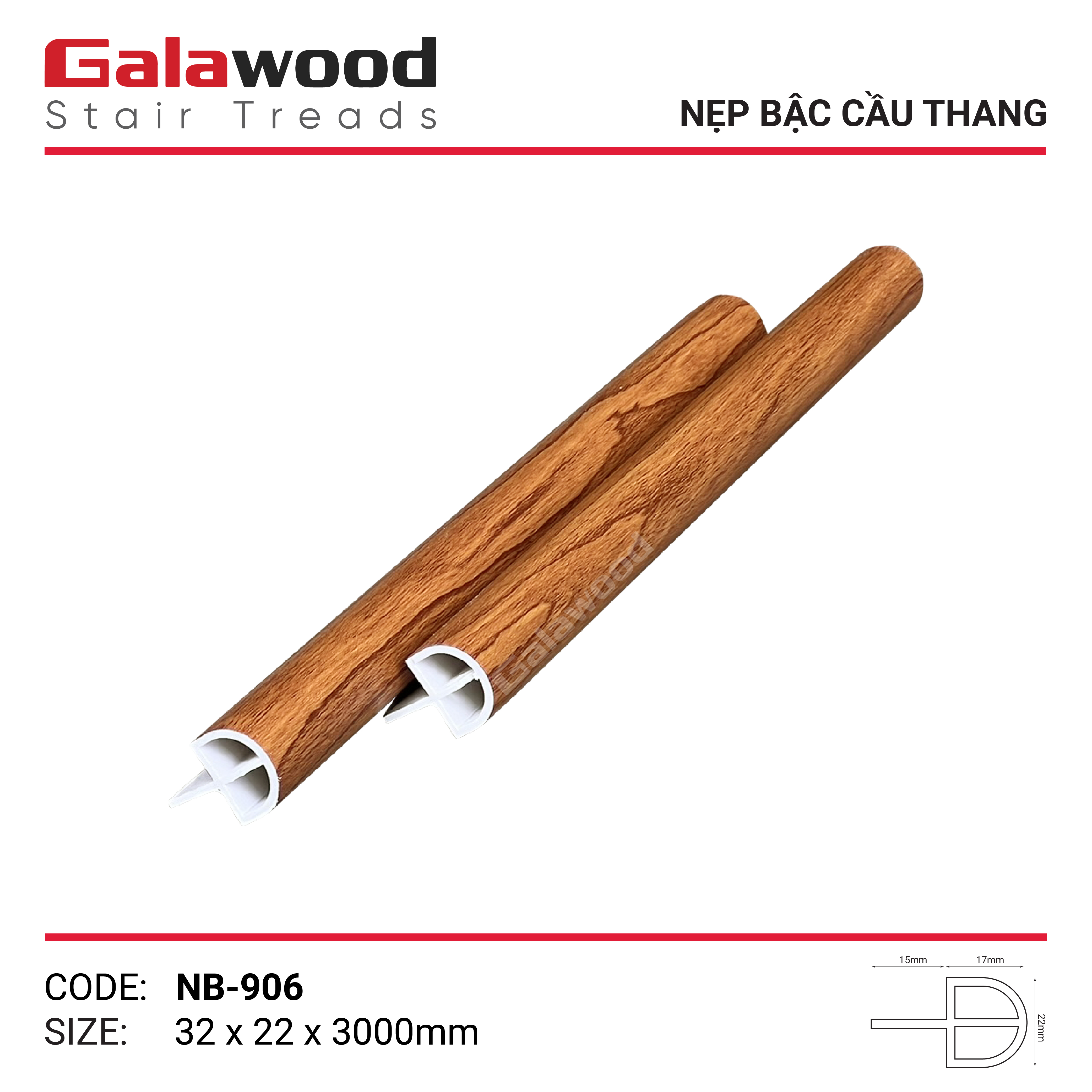 NB-906 NẸP BẬC CẦU THANG GỖ NHỰA GALAWOOD